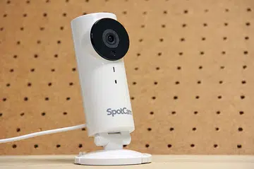 You can manually tilt the SpotCam to adjust where the camera is pointing at.