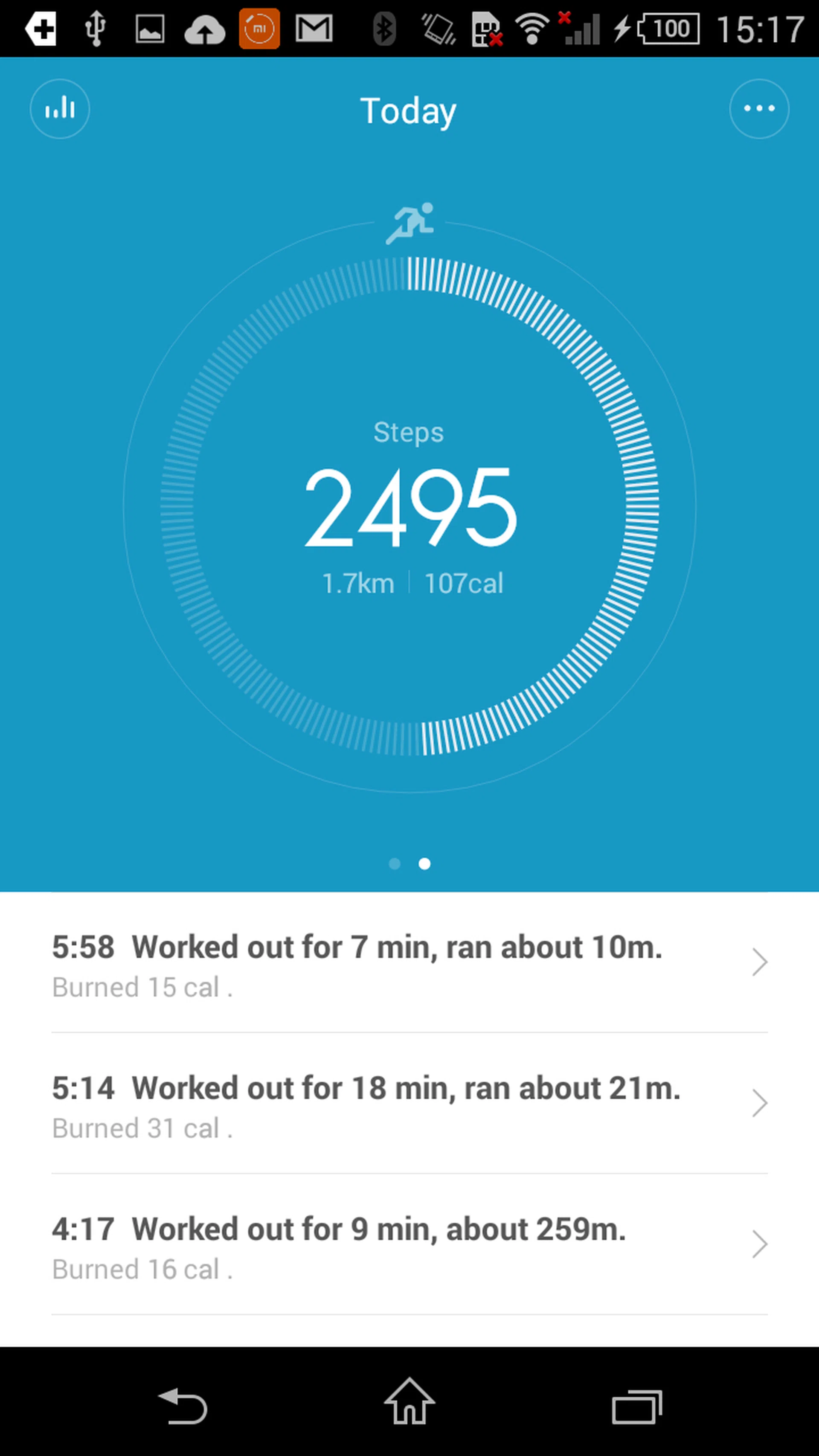 As you can see, at 2495 steps taken and nearly halfway there, I have set my daily goal at less than the recommended 8000 steps.