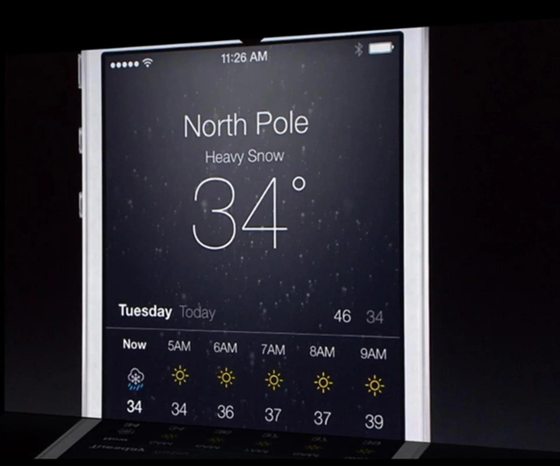 Besides having live weather elements, the Weather app uses new fonts.