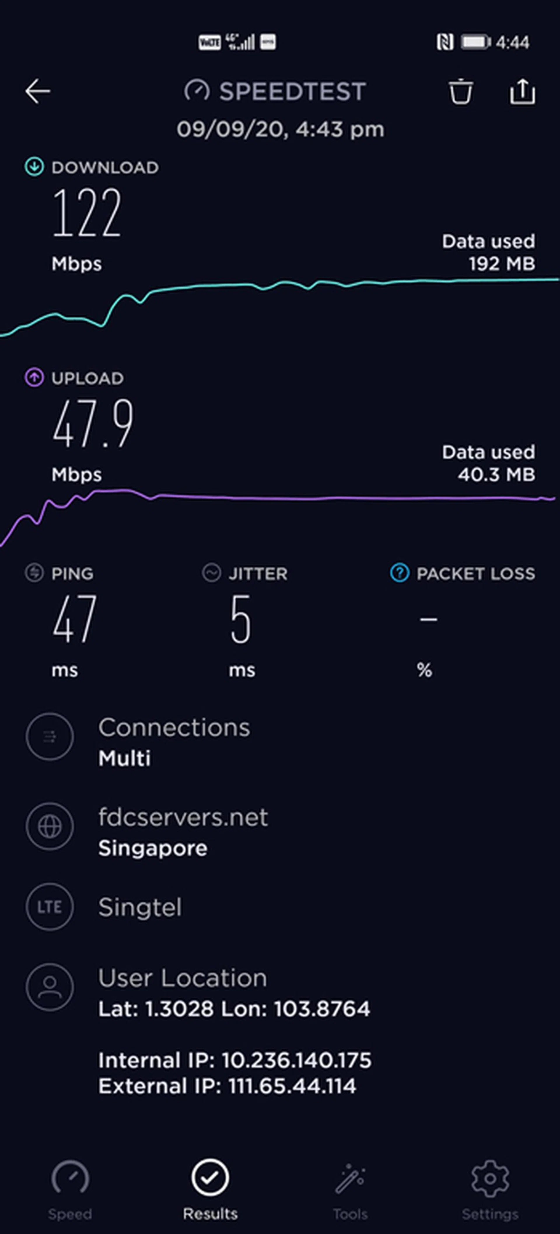Singtel 4G Test 2.