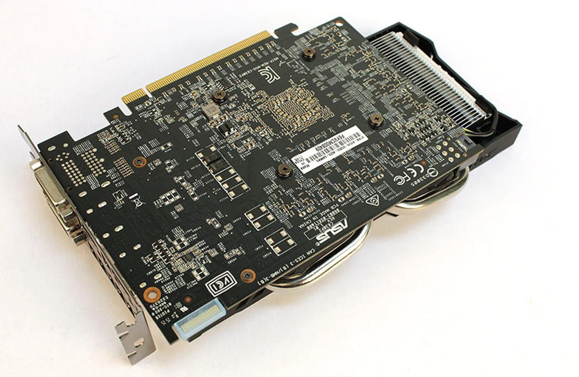 The card lacks a metal backplate so its PCB is exposed.