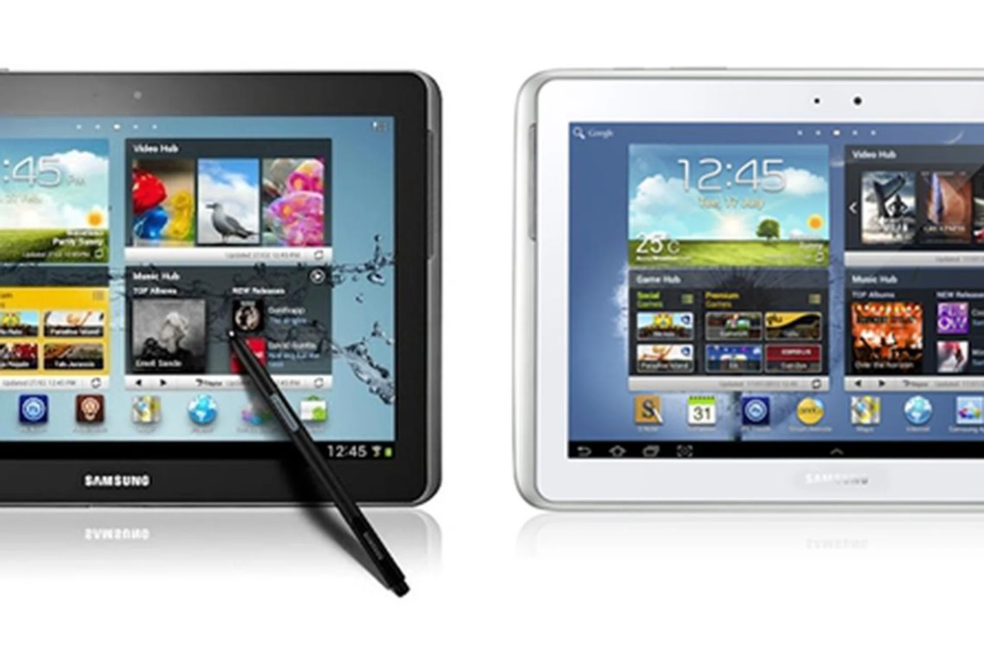 The old unreleased Galaxy Note 10.1(left) vs. the new version (right) that will retail in the channels really soon.