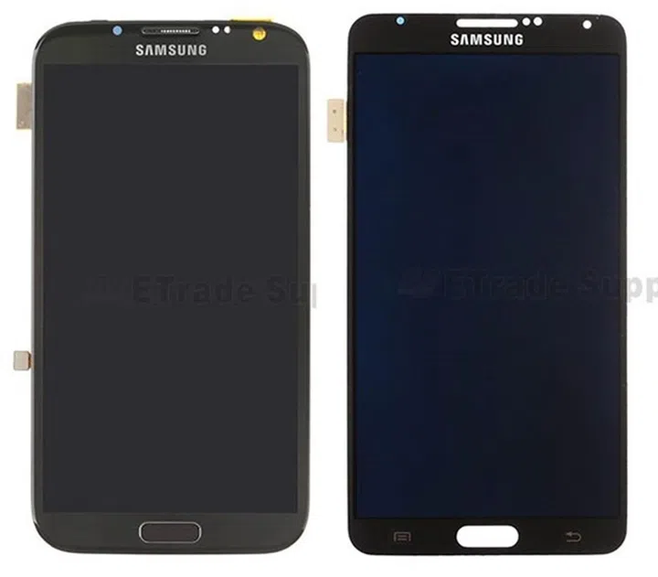 The display panels of the Samsung Galaxy Note II (left) and Galaxy Note III (right).<br>Image source: ETrade Supply