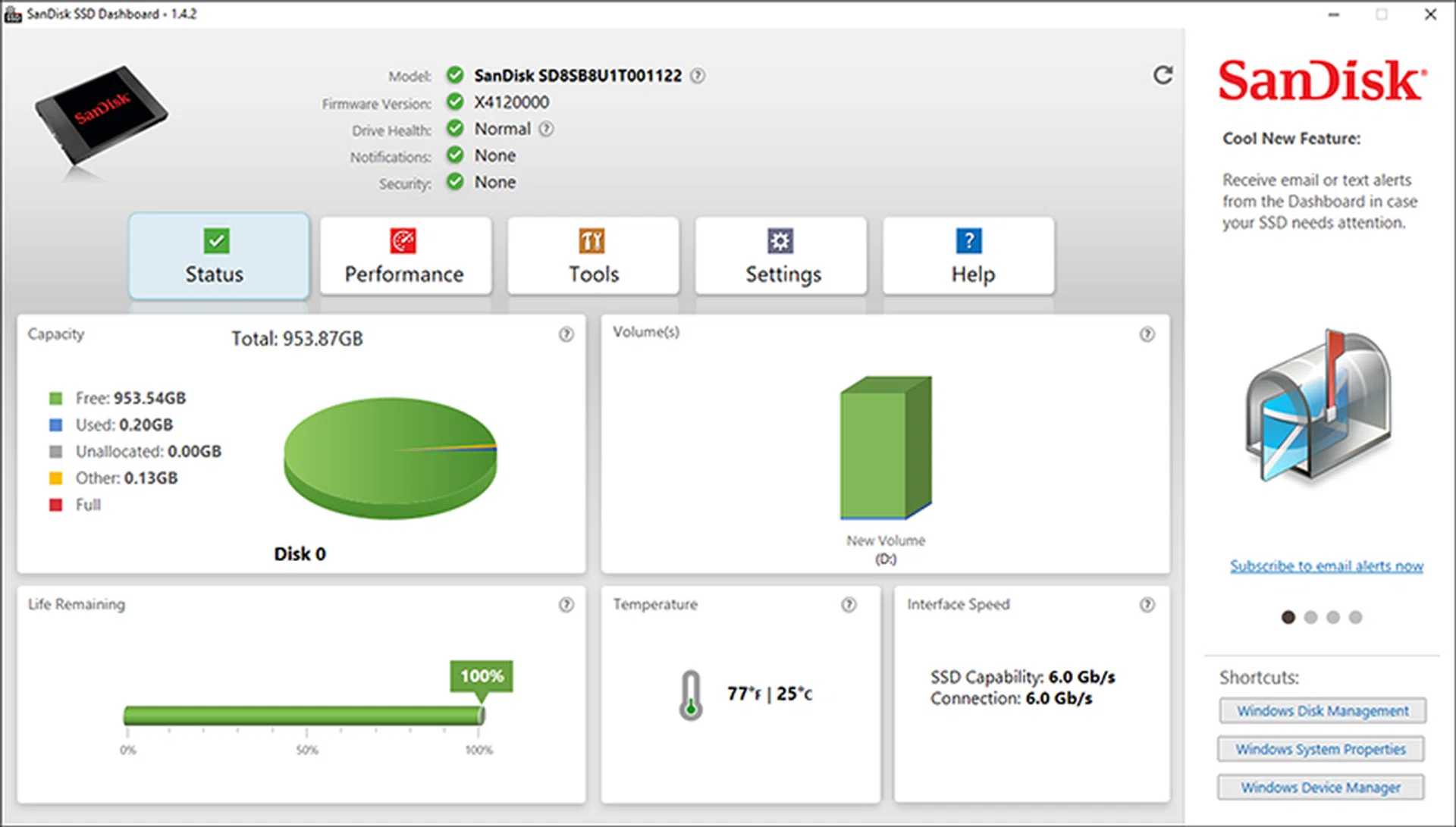 The SanDisk SSD Dashboard utility lets users easily monitor and manage their SanDisk SSDs.