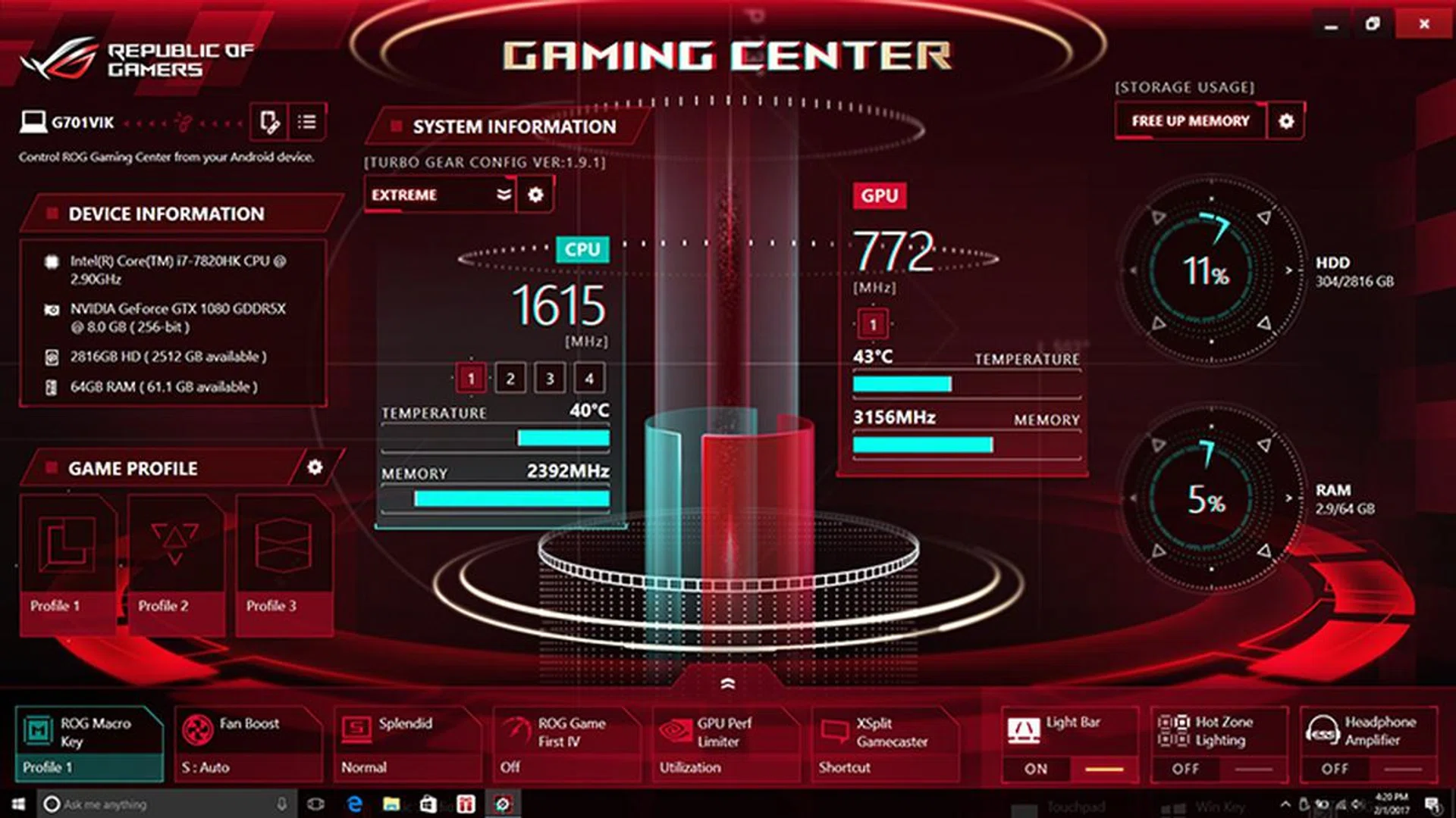 ASUS ROG G701 ROG Gaming Center