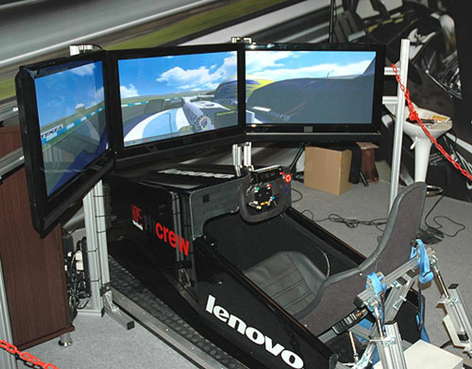  For those who want a virtual taste of F1, Lenovo has this 'simulator' at its booth.  