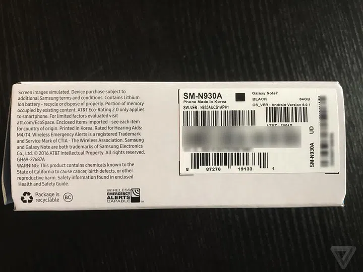 The black box symbol indicates that the phone was a replaced unit that came from Samsung's exchange program.