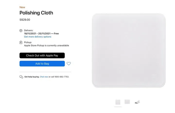 Apple's own polishing cloth costs almost S$30!