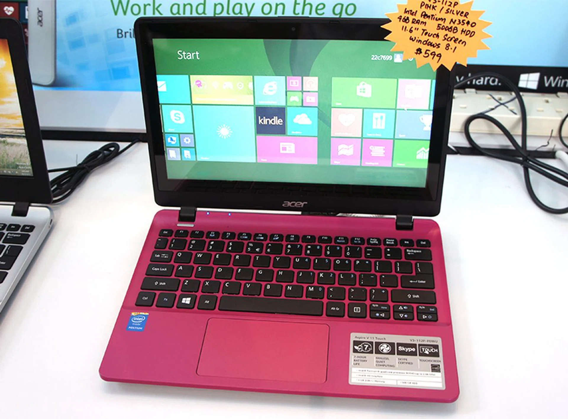 The Acer Aspire V11 Touch is a no-frills notebook powered by an Intel Pentium processor N3540 (2.16GHz, 2MB L3 cache) and comes with 4GB RAM and a 500GB HDD. Its 11-inch display is touch-enabled. It is priced at just $599 (U.P: $899), which makes it great for casual users.