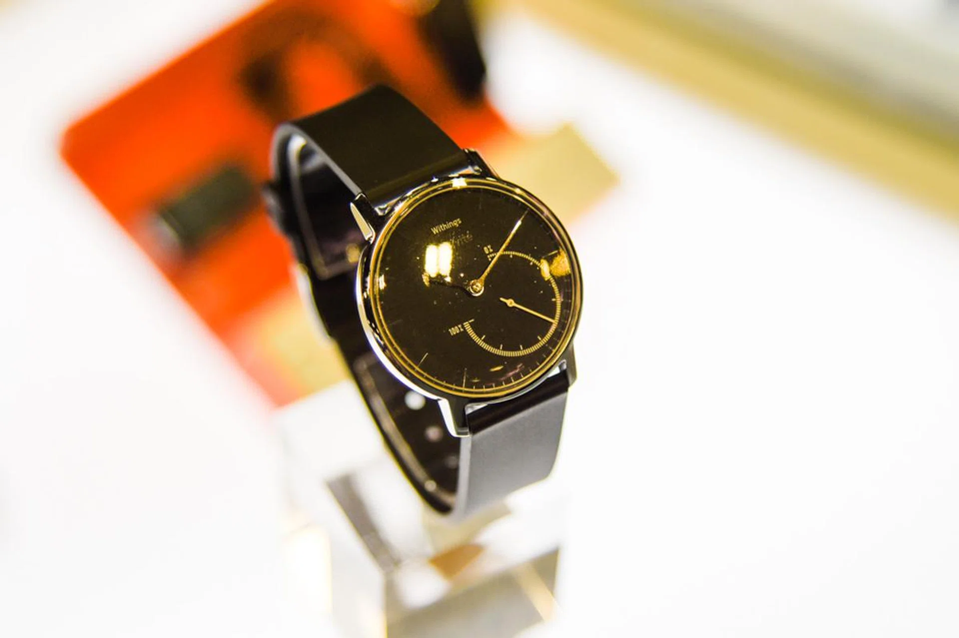 The Withings activity tracker/watches definitely fall more on the side of beautiful watch than fanciful gadget. The Activite Steel has a battery life of up to eight months, works with both iOS and Android. S$279 (U.P. S$299) at CEE 2016.