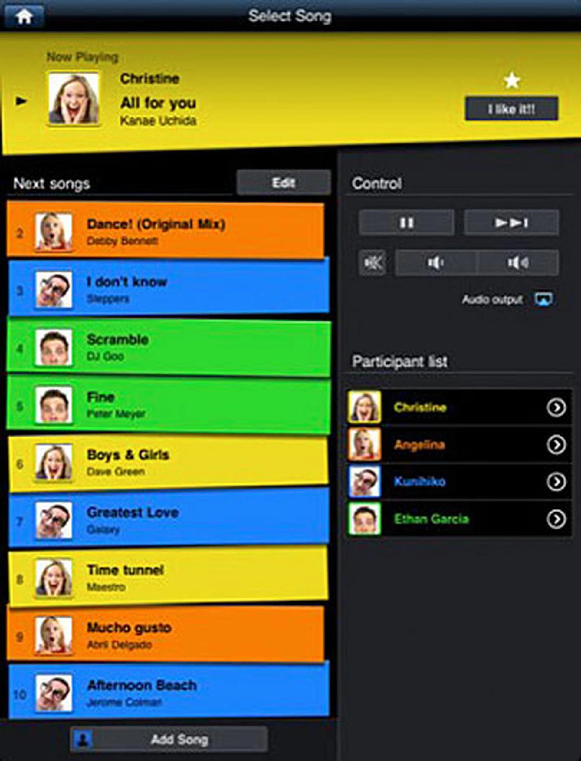 With Air Jam, your friends and you can submit your own favorite tracks to make a common playlist via Bluetooth. (Credit: Pioneer)