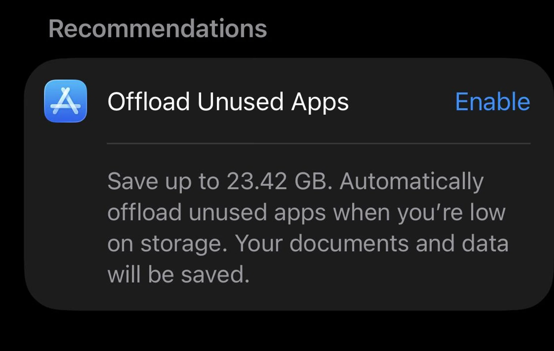 Utilising the auto Offload apps feature found on the iPhone  