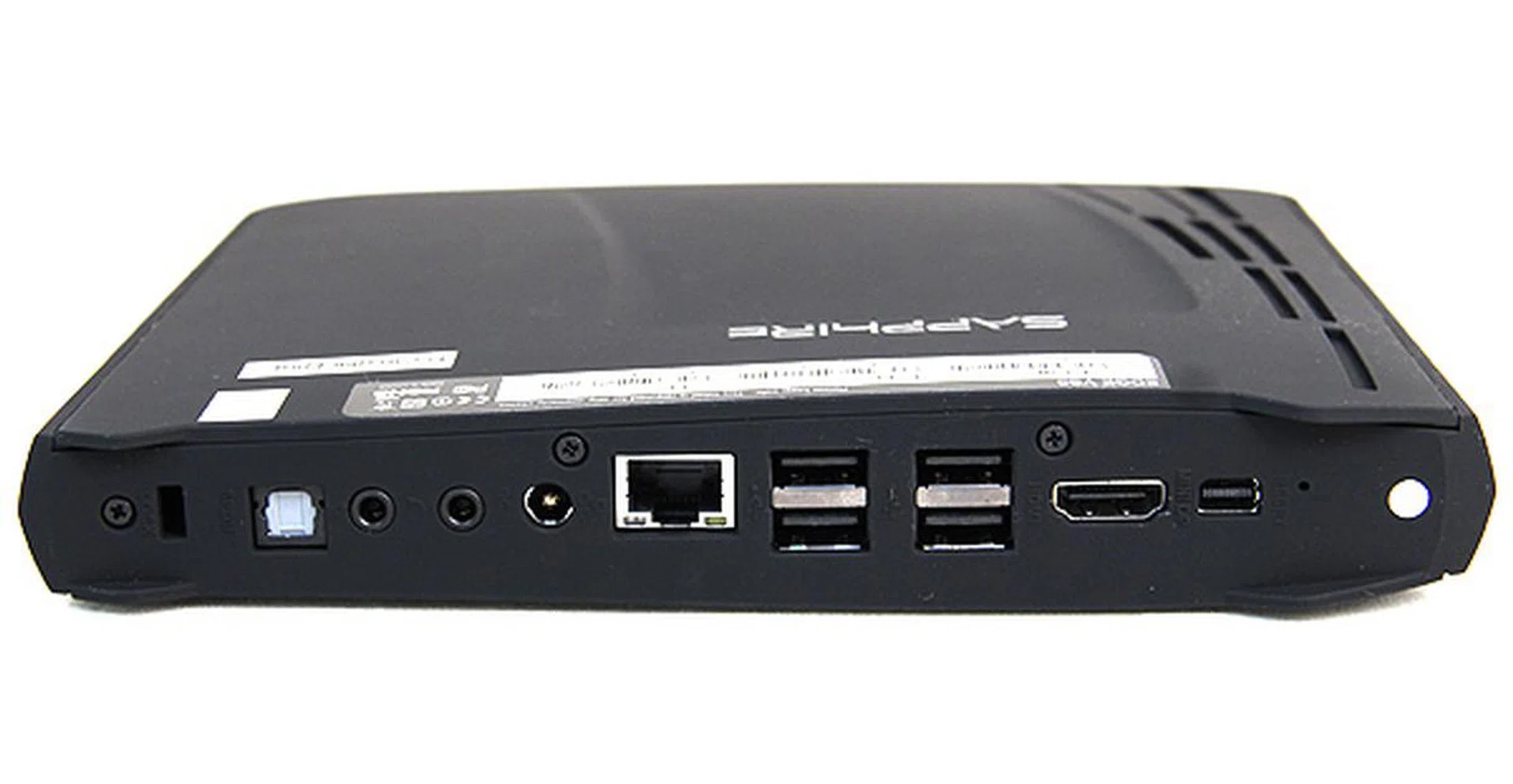 Round the back are 4 USB 2.0 ports, a HDMI port, a mini-DisplayPort, an Ethernet jack, optical SPDIF input, DC-in, and finally, jacks for both headphones and a microphone.