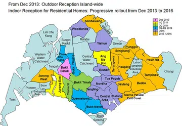 Mediacorp's digital TV broadcast rollout map as of May 2014. (Image source: Mediacorp.)