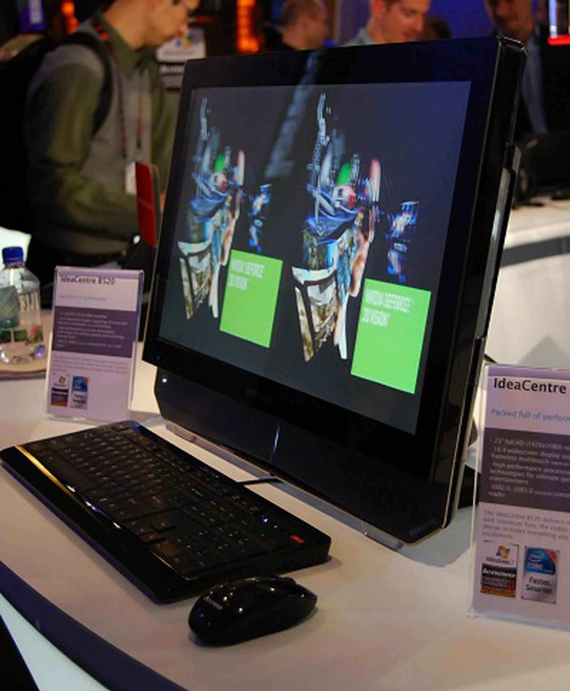 On to AIOs, the IdeaCentre B520 is a 3D-ready machine with native NVIDIA 3D Vision support for the best possible 3D gaming solution at the moment. Comes with in a variety of configurations, but it will feature the latest Intel Sandy Bridge processors and 23-inch Full HD screen with frame-less multi-touch technology.