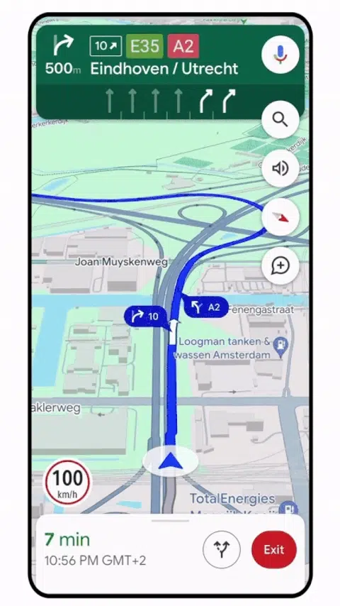 Get better and up-to-date road and traffic information as you drive. Image source: Google. 