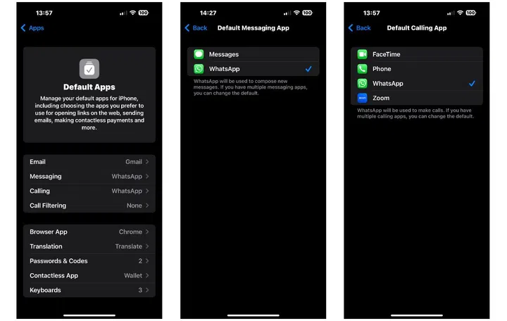 Its simply a matter of choosing the default app you prefer. Photo: HWZ. 