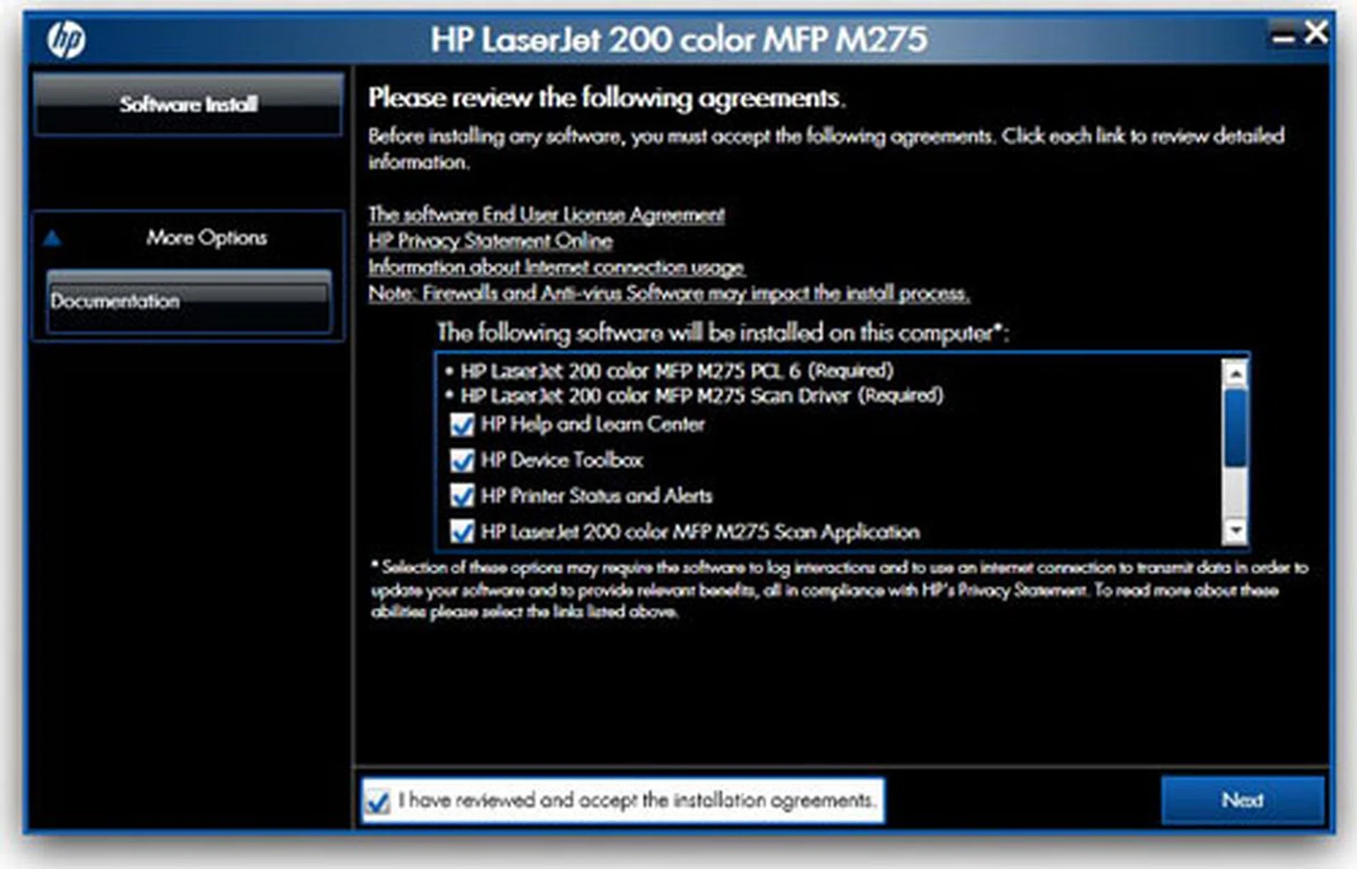 The HP Smart Install program works only on Windows, but not on Mac. For the latter, use the provided installation disc.