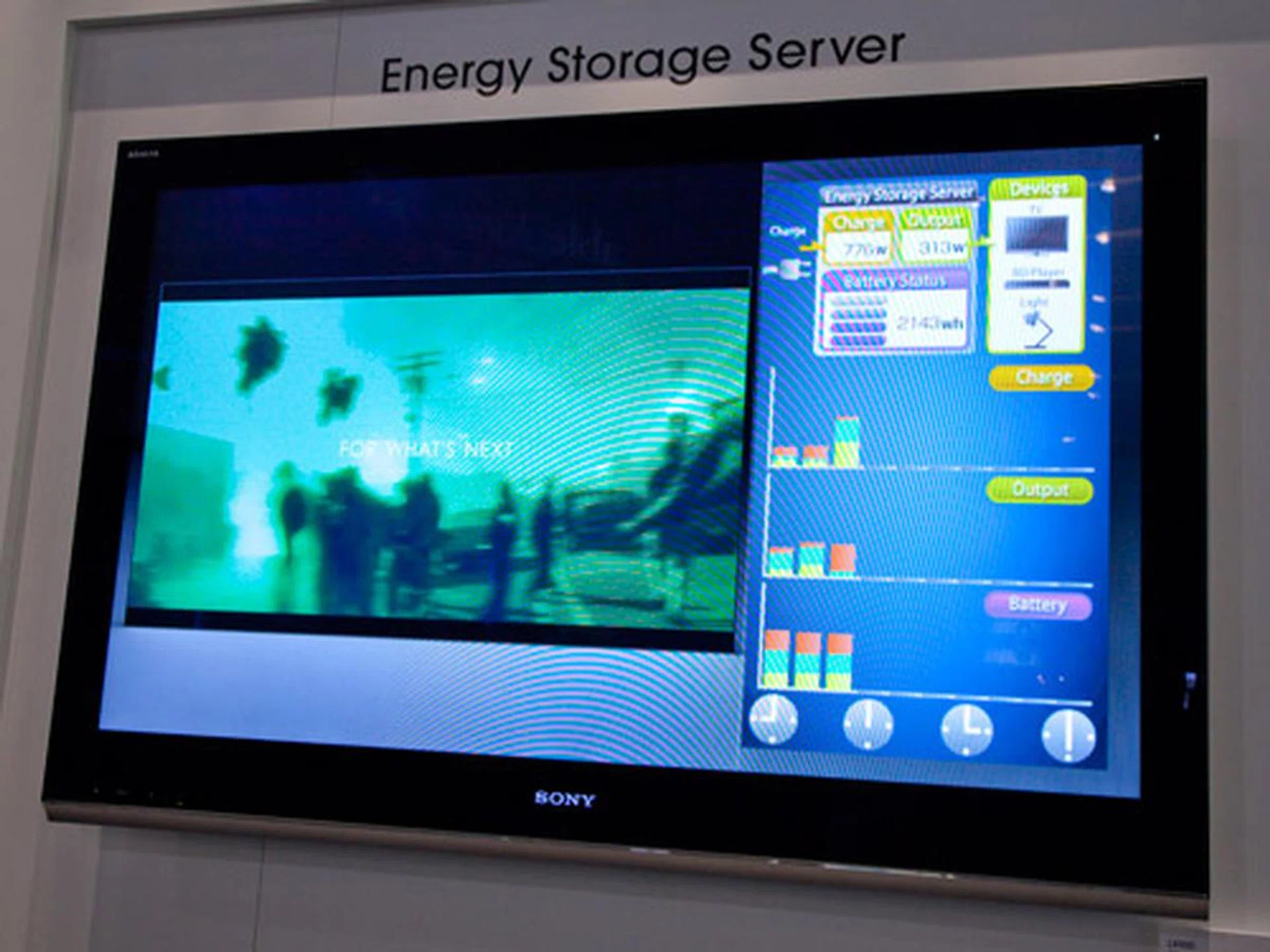 Besides new consumer electronic products, Sony is also going green with a home energy storage server which monitors how much power is being generated and stored into batteries as well as how much is being consumed.