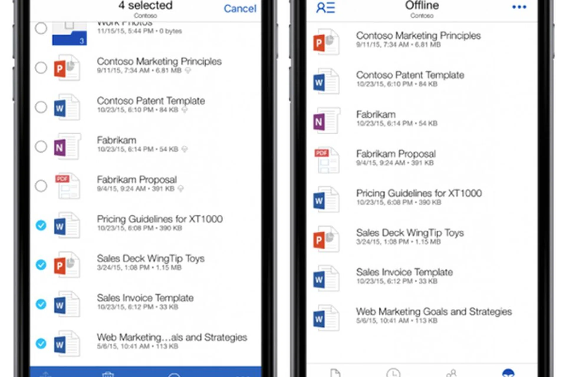 The OneDrive iOS app now has offline file support.