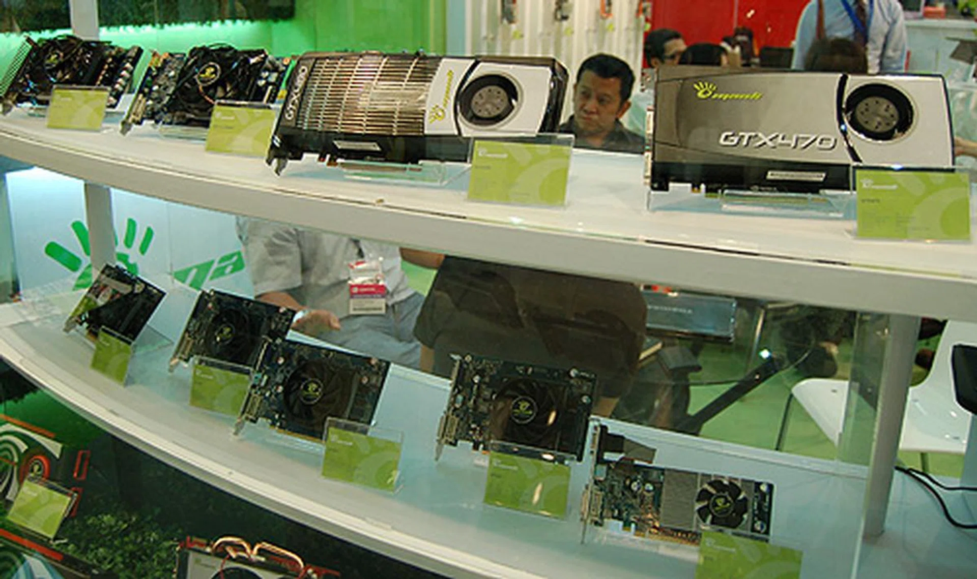 Manli's NVIDIA graphics cards on display includes the new GeForce GTX 480 and GTX 470.