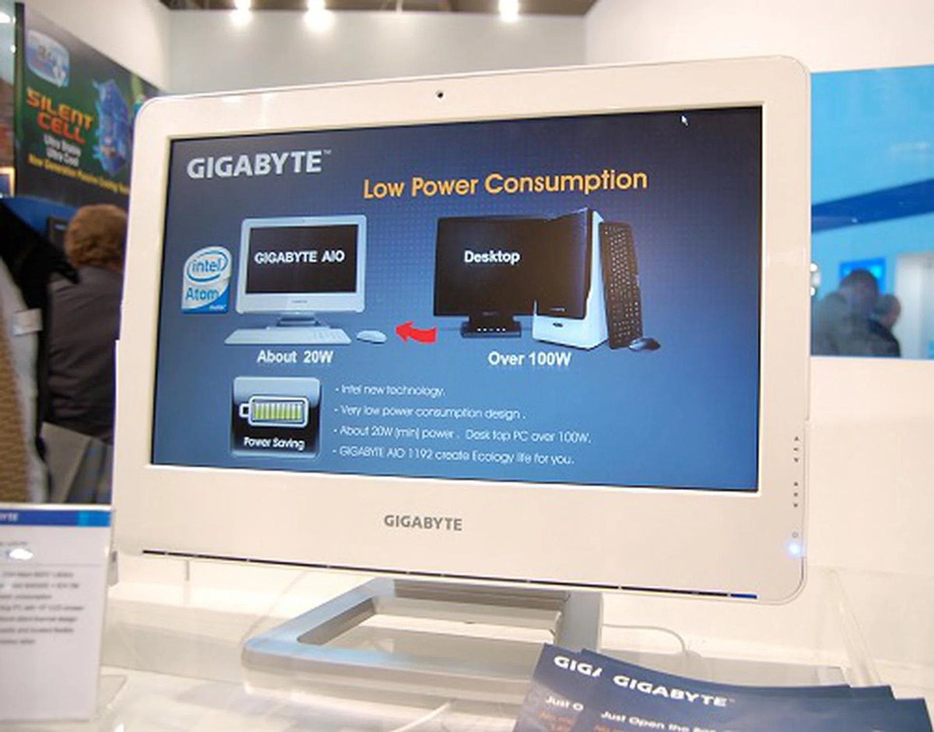  Gigabyte too has jumped on the all-in-one PC craze and the AIO1192 is their solution. Based on the Intel Atom platform, it has 1 GB memory, CF card reader and a 19-inch touch-screen.  