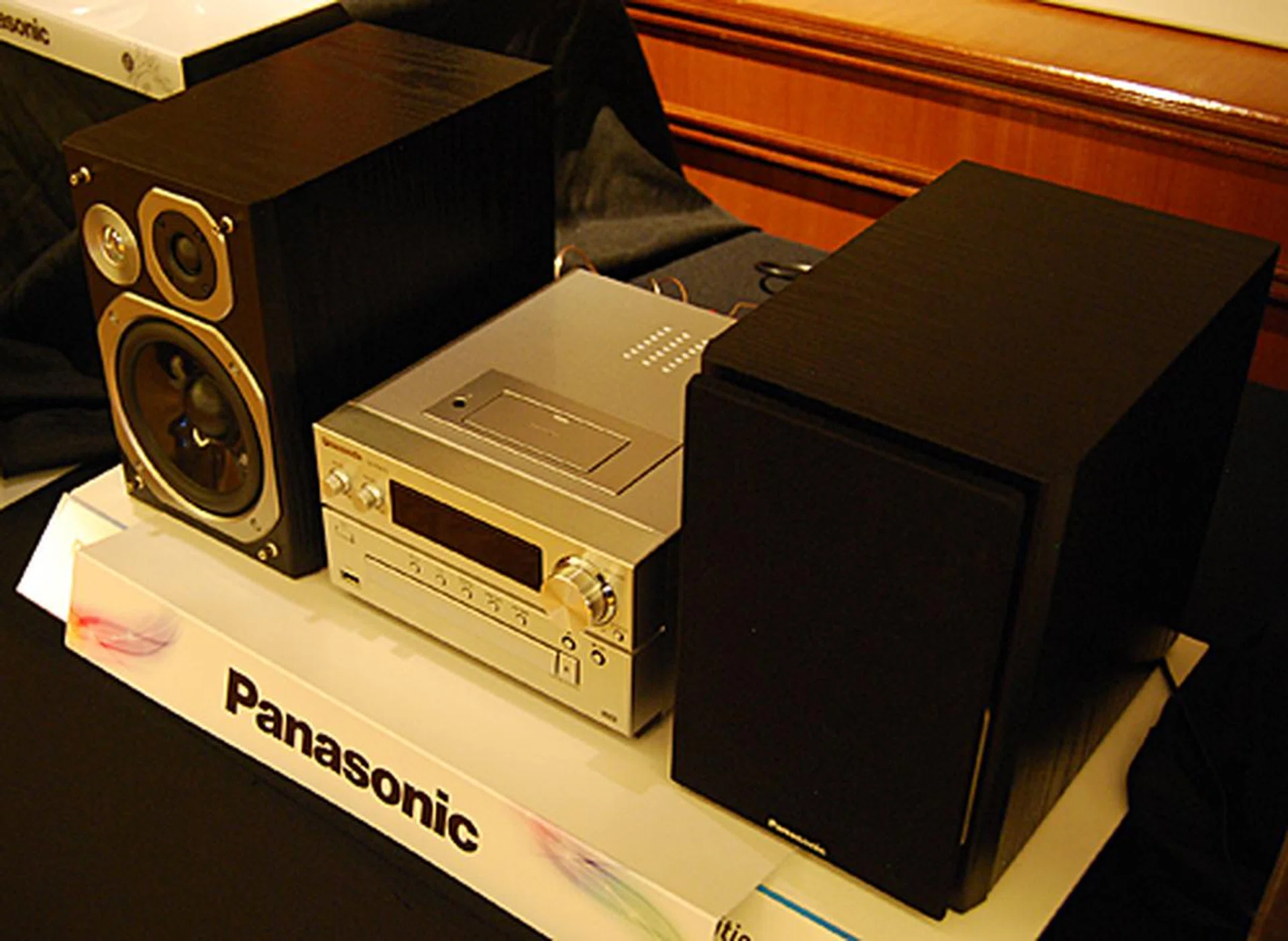 Serious audiophiles might want to consider the SC-PX5, which has a three driver configuration (visible on the left speaker in this shot) for each speaker.
