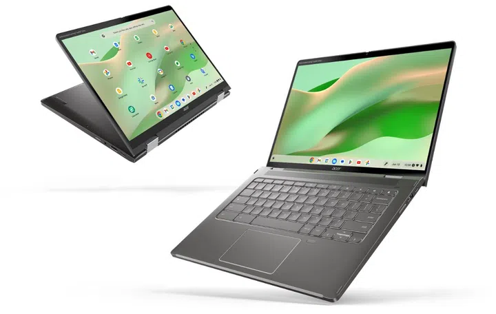 The Acer Chromebook Spin 714 can turn into a tablet or be used in a "tent" mode. (Image source: Acer)