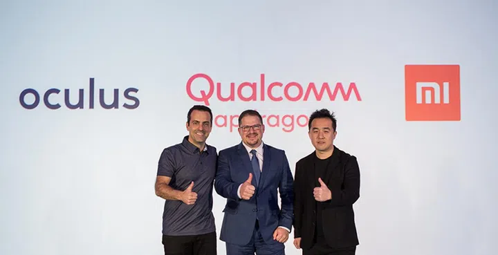 Facebook VP of VR Hugo Barra, Qualcomm Incorporated President Cristiano Amon, and Xiaomi VP Thomas Tang at CES 2018.