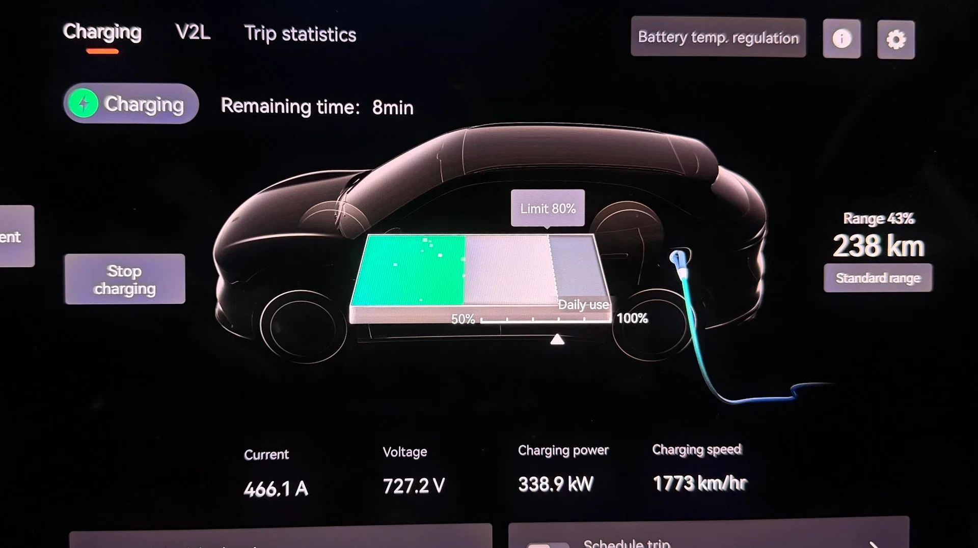 Zeekr 7X charging screen