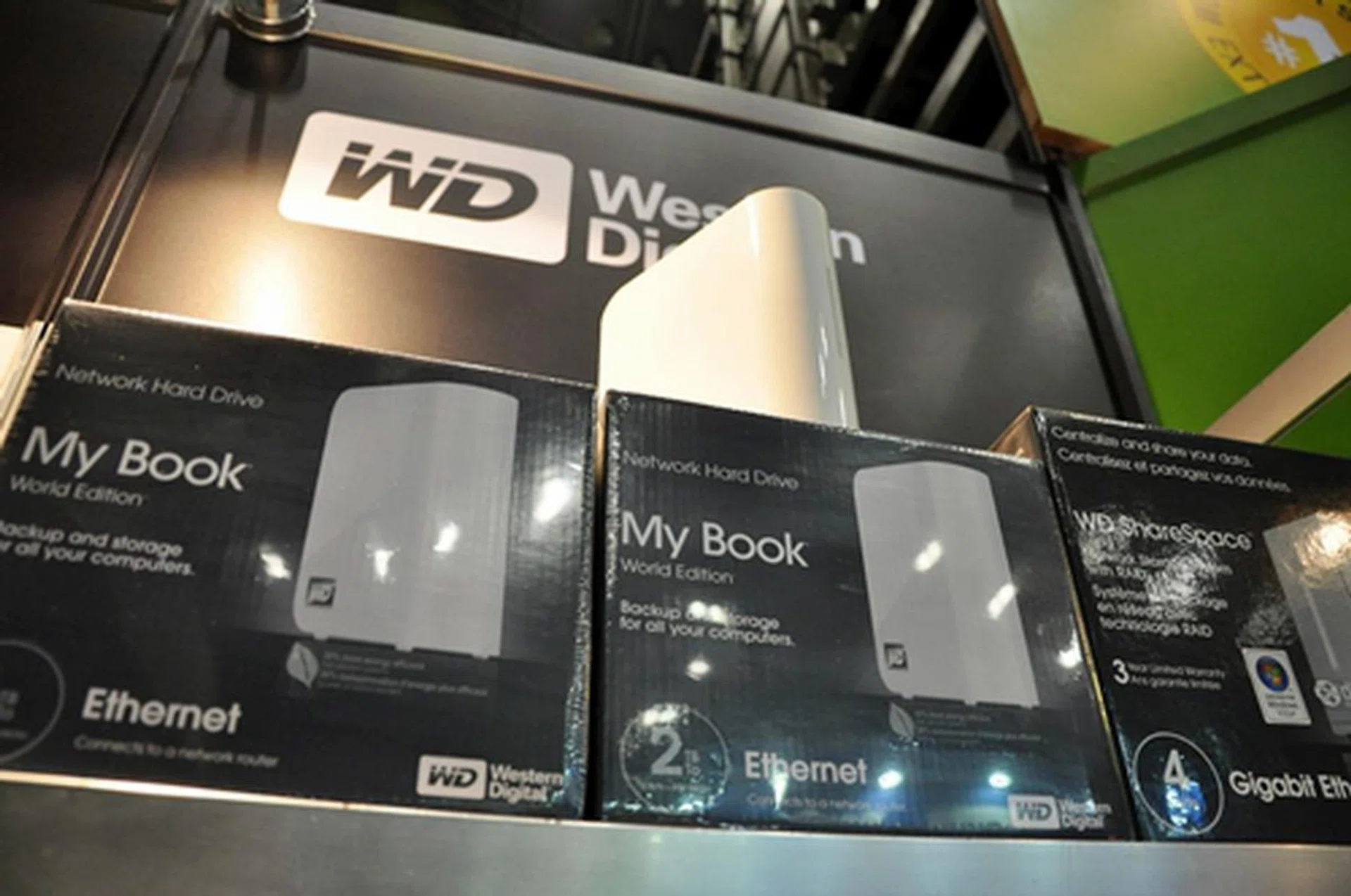 The My Book World Edition is a home network drive that can centralize storage for everyone, stream multimedia to network devices and allows users to view photos on the iPhone. 1TB ($169.90) and 2TB ($349.90).