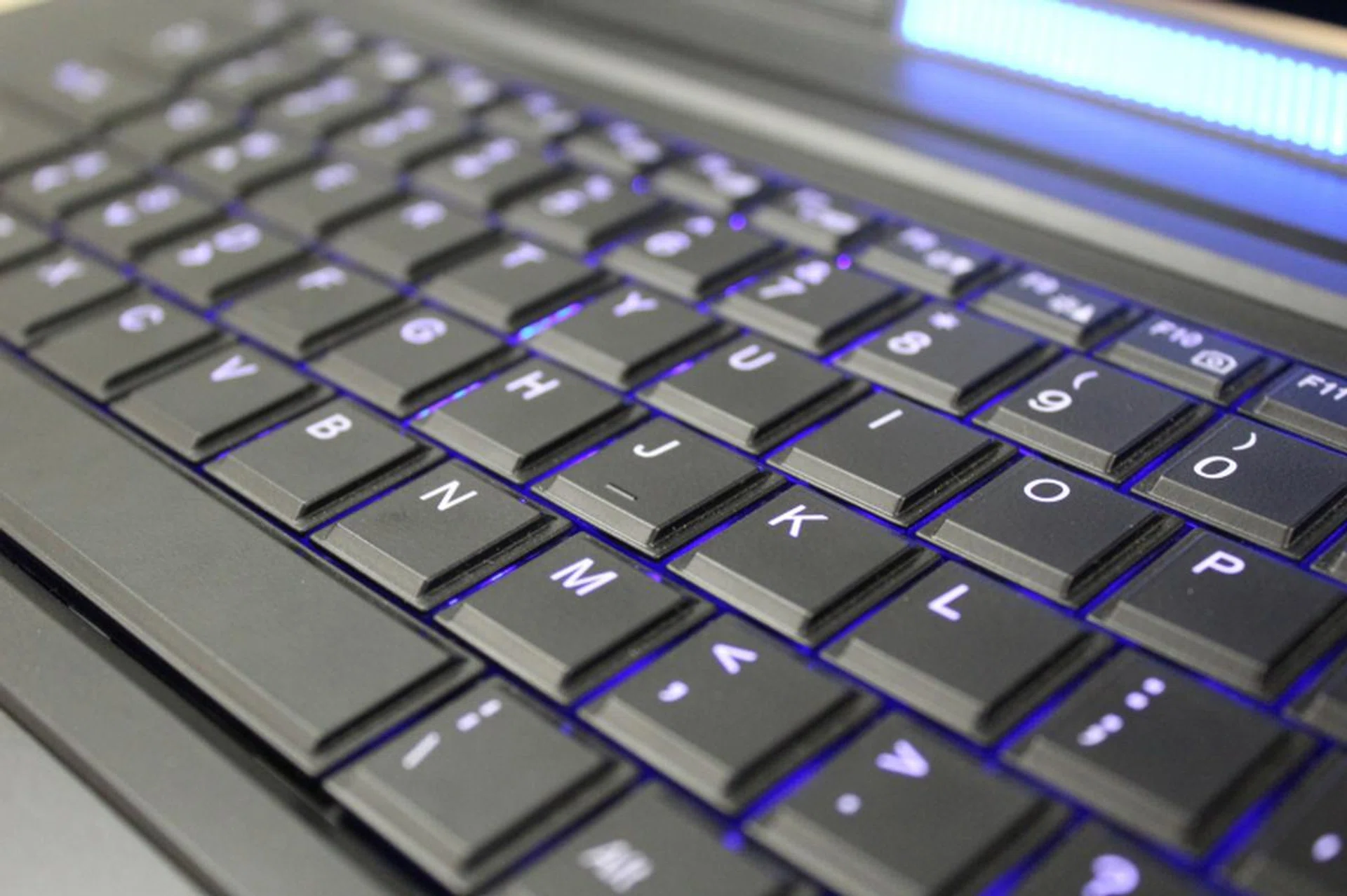 The backlights can barely be seen in normal light but once it's dark, the keyboard's brighter than the North Pole on Christmas.