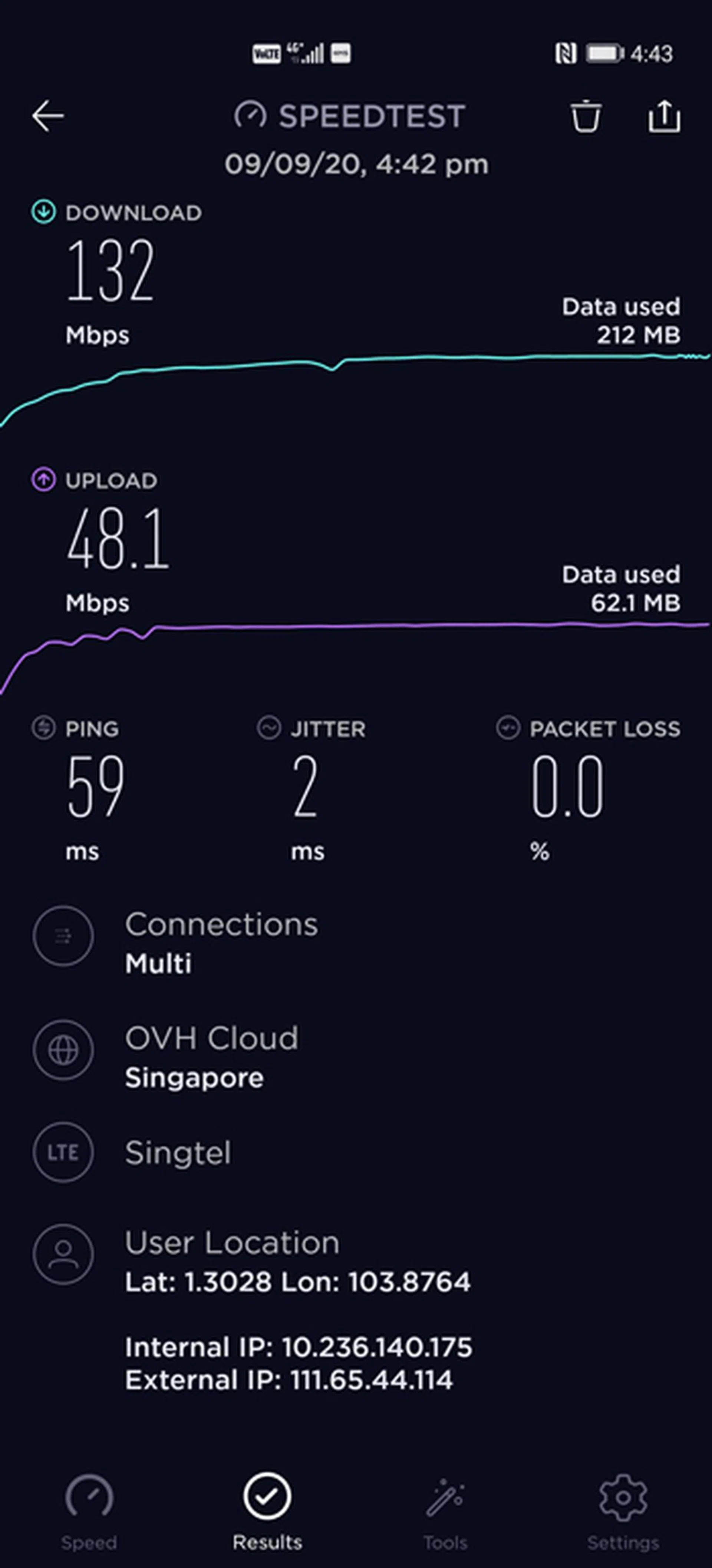 Singtel 4G Test 1.