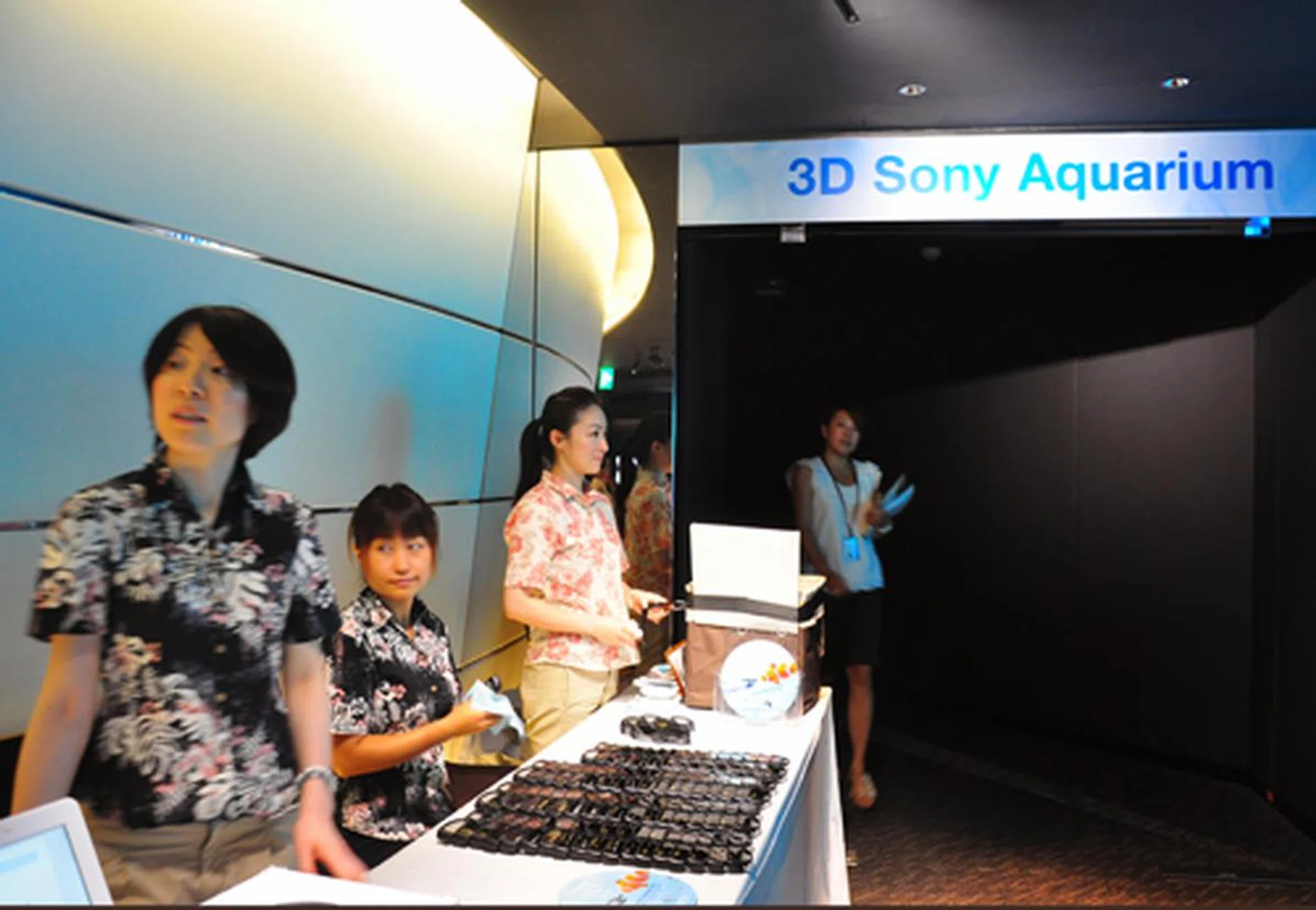 The 3D Sony Aquarium is located on the 8th floor of the building. Here, visitors can watch videos of the ecosystem of the seas around Okinawa on a huge 200-inch screen in 3D.