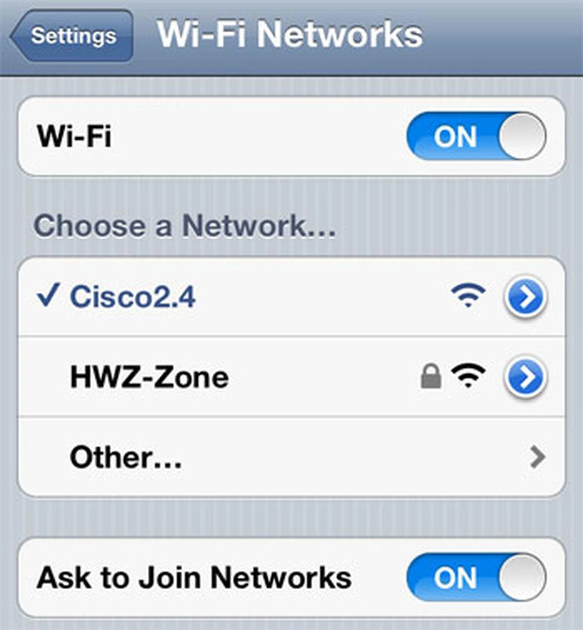 And lastly, select the router's SSID to access the Fidelio SoundSphere via your Wi-Fi network. Our SSID is "Cisco2.4" in this instance.