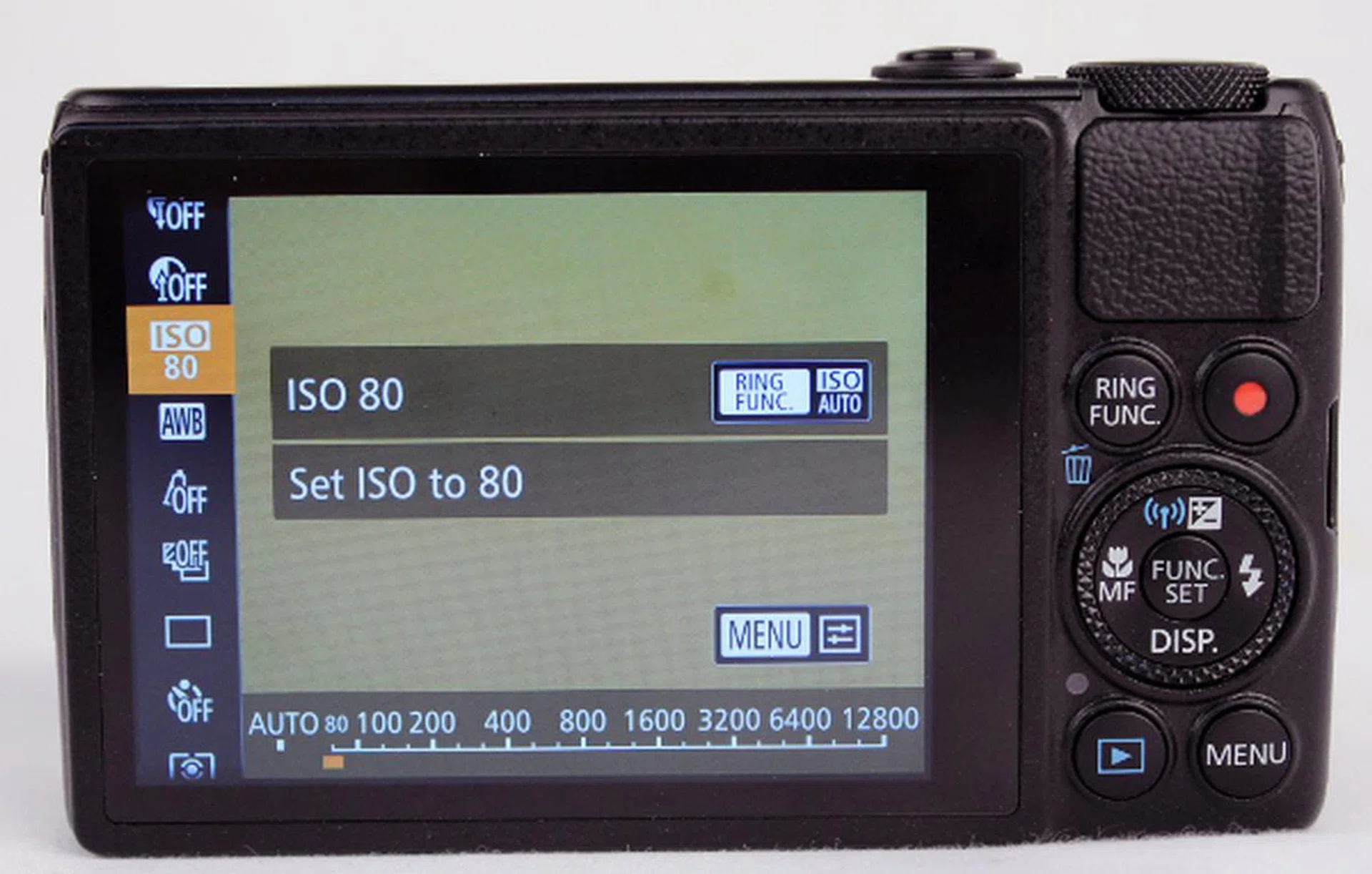 Pressing the Function button during shooting will bring up a list of relevant shooting settings for the mode you're shooting in. 
