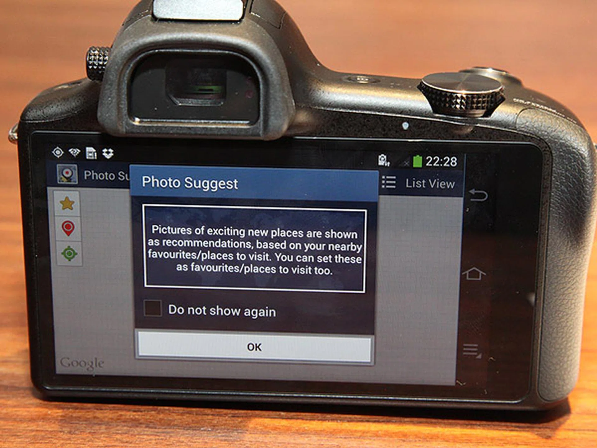 Photo Suggest feature recommends places to visit by scouring matching interesting locations with coordinates returned from the in-built GPS.