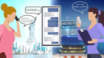 Artist rendition of Samsung's AI Live Translate Call, a Galaxy AI feature for users of its phones. Source: Samsung.