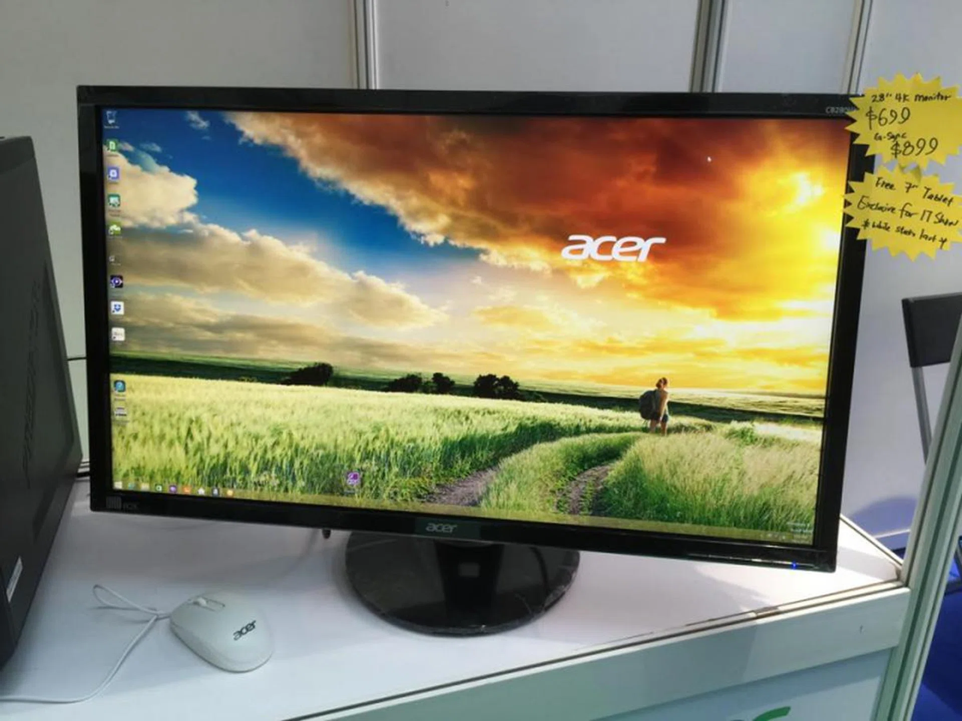 The Acer XB280HK is arguably one of the biggest deals in the show, It's a 28 inch UHD (3,840 x 2,160) display with NVIDIA G-Sync technology. It has a DisplayPort as well as five USB 3,0 ports built in. Buying it at the IT Show also gets you a free Acer Iconia One tablet. It's on sale at $899 (U.P $1,099). There's another model without G-Sync, and it costs $699.