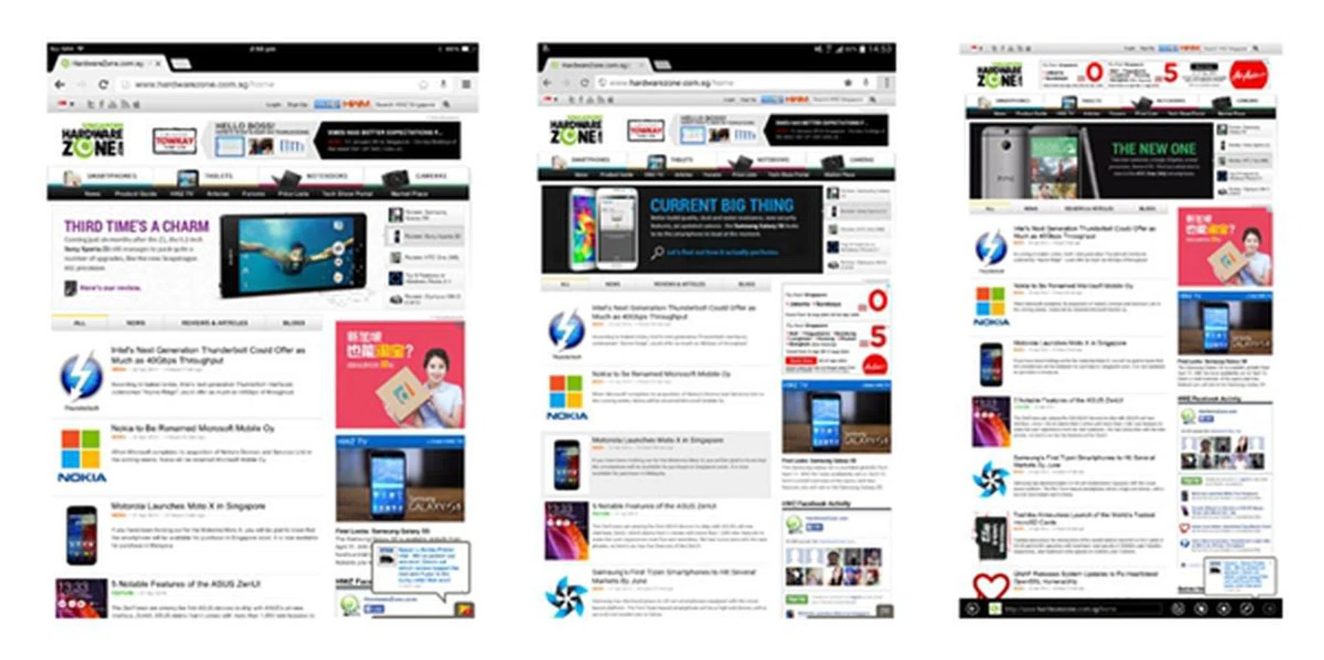 Left to right: iPad Air, Galaxy Tab Pro 10.1 and Surface 2. <br> Click for an enlarged version.
