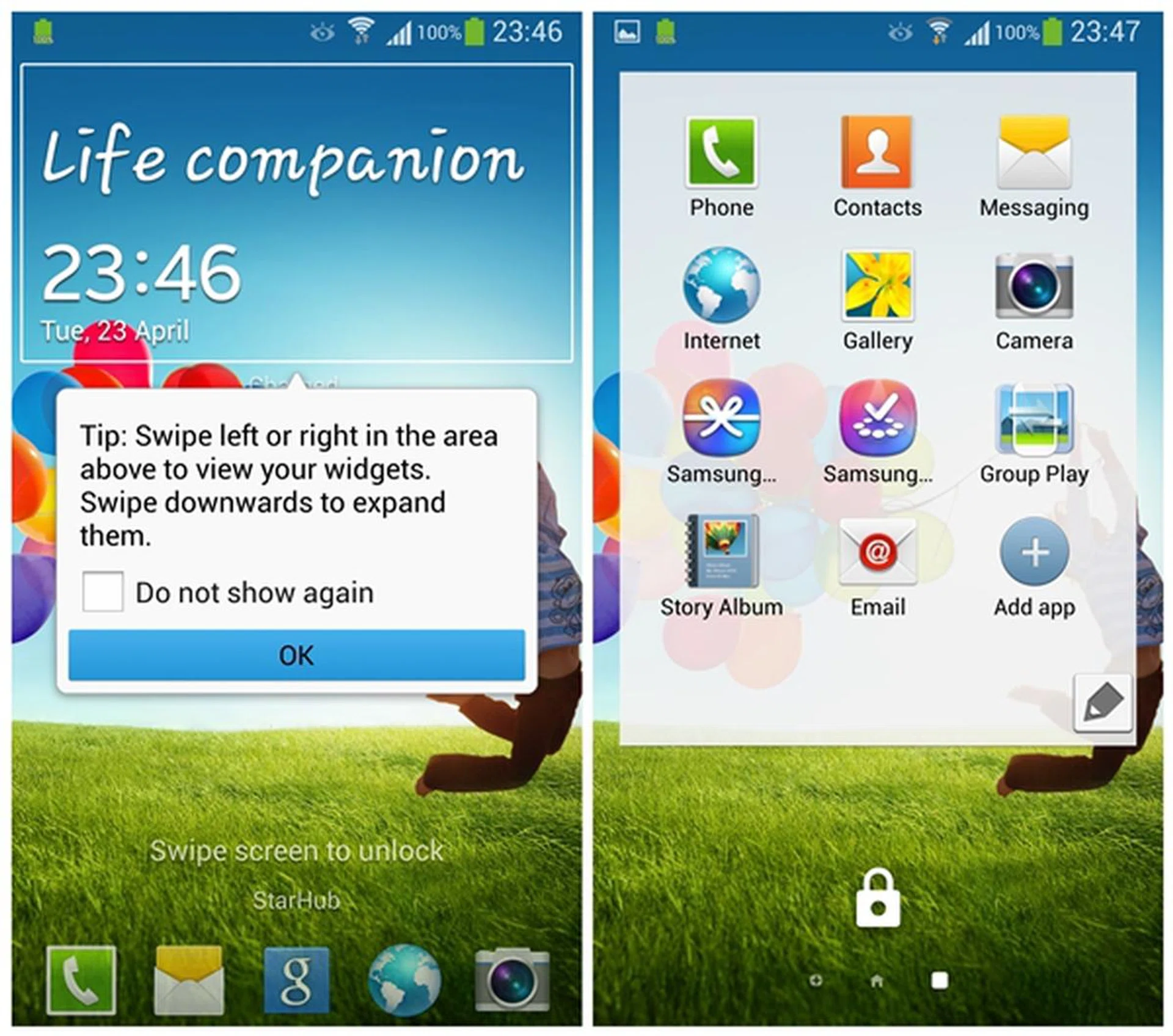 Lock screen widgets and List of Favorite Apps.