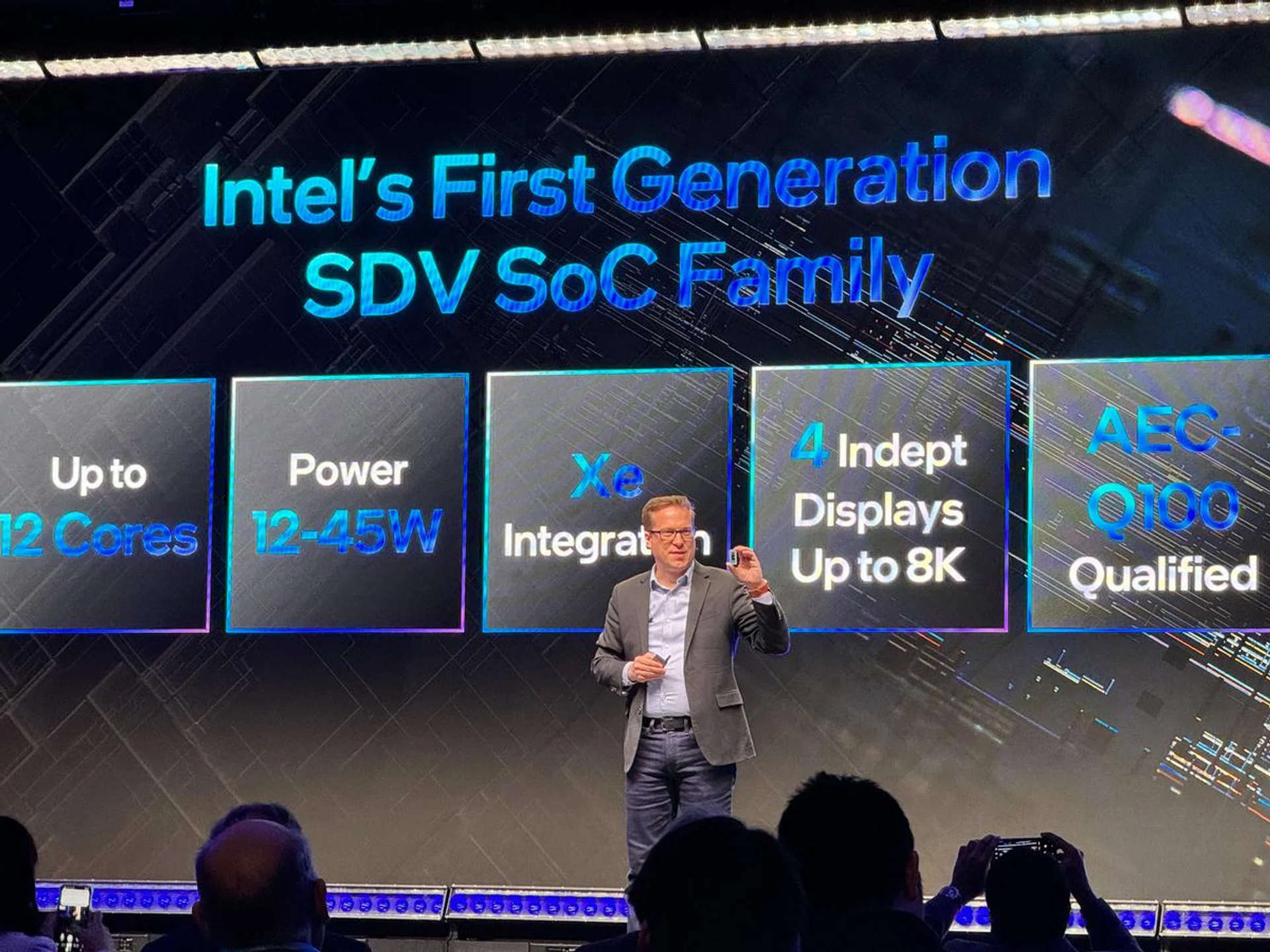 John Weast, VP and GM for Intel Automotive, introduced the company's first AI-enhanced SoCs for software-defined vehicles (SDV).