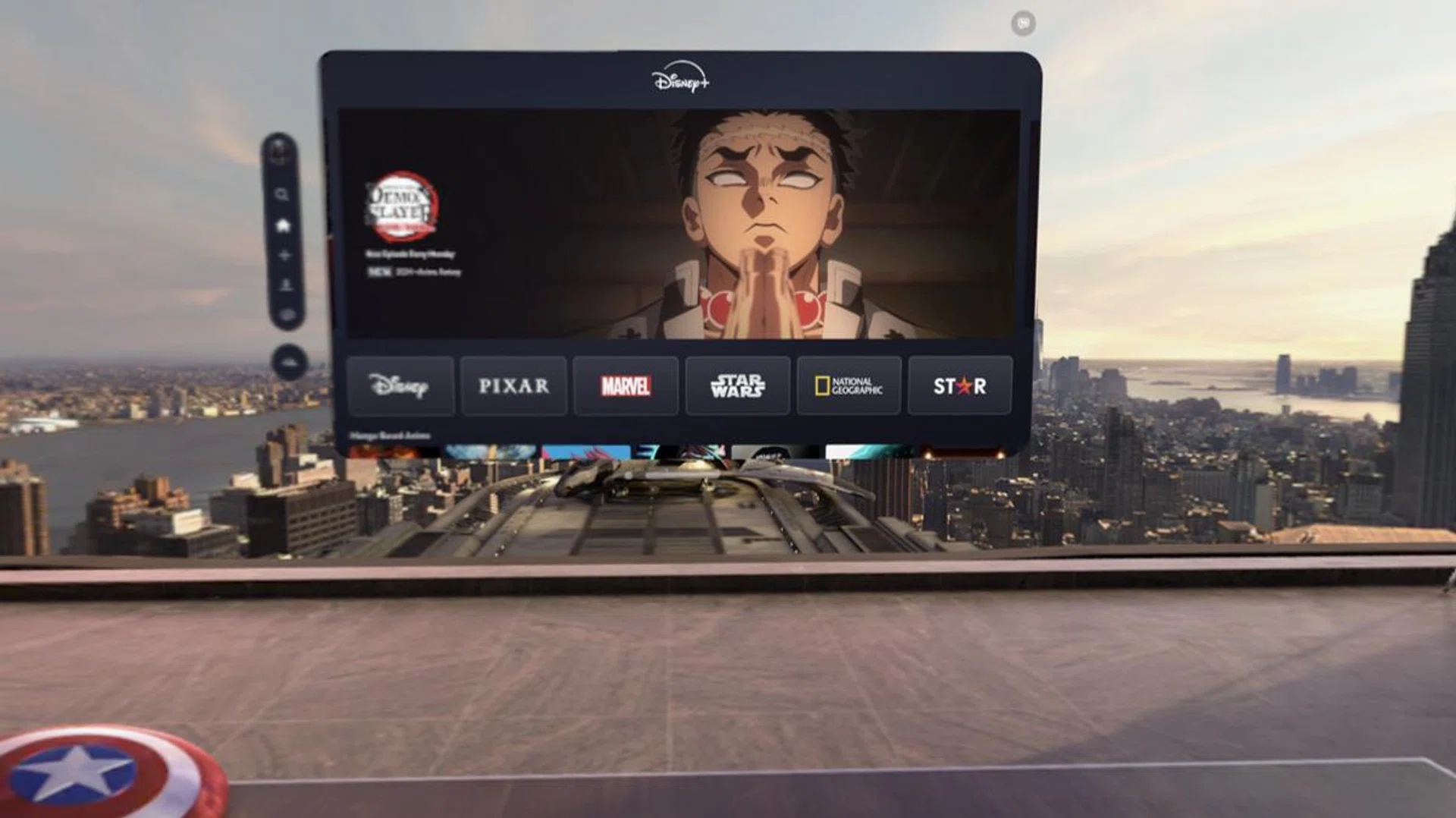This is Avengers Towers environment in the Disney+ app on the Vision Pro.