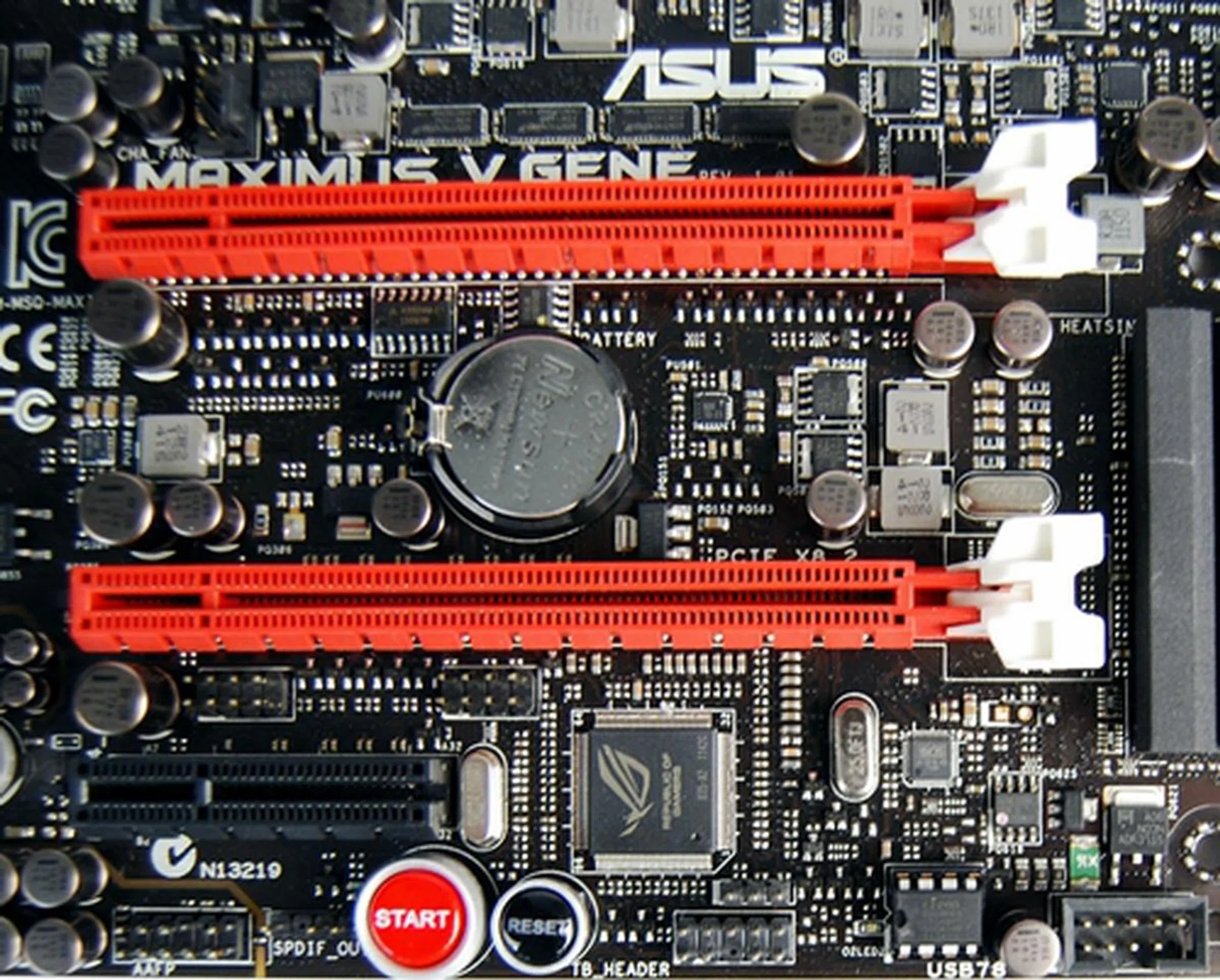 The two PCIe Gen 3 PEG slots, the first slot from the top operates at x16 for single card  usage and at x8 when both PEG slots are filled. The second PCIe Gen 3 slot operates at x8. Do note that full PCIe Gen 3 support is only possible if the board is paired with a third generation Intel Core i3/i5/i7 CPU. The lone black PCIe 2.0 slot operates at x4 mode.