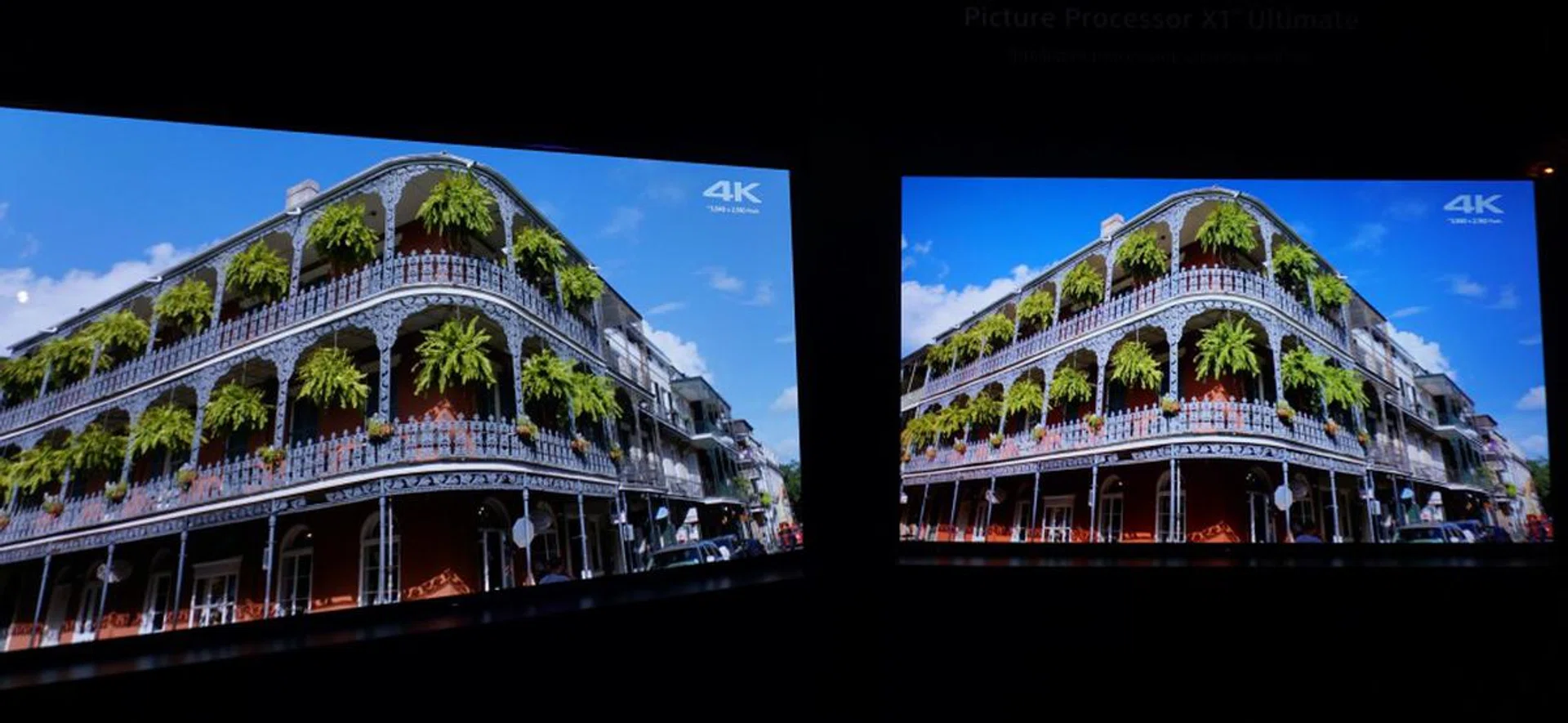 Another example with the X1 Ultimate processor enabled (right), versus picture processing disabled (left).