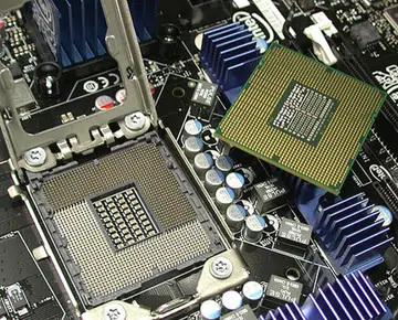 The LGA1366 socket for the Core i7 CPU.