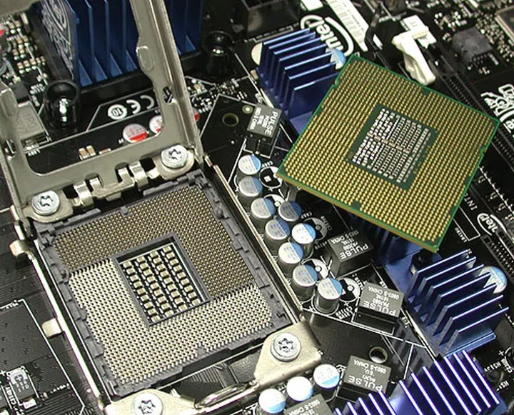 The LGA1366 socket for the Core i7 CPU.