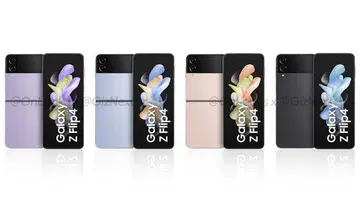 The purported colour options of the upcoming Samsung Galaxy Z Flip4.<br>Image source: Giznext x @OnLeaks