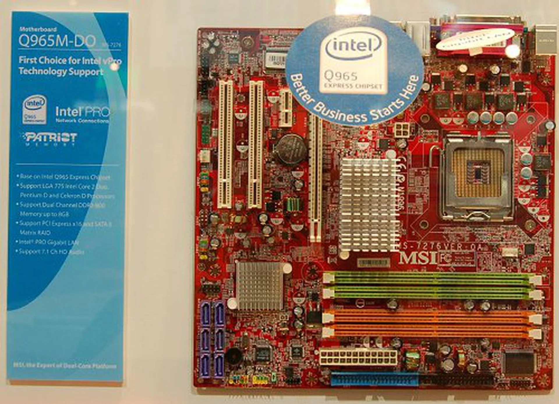 Upping the performance from the Q965M is the Q965M-DO. This allows 8GB of DDR2 800 memory modules to be installed and has Intel PRO Gigabit LAN onboard.