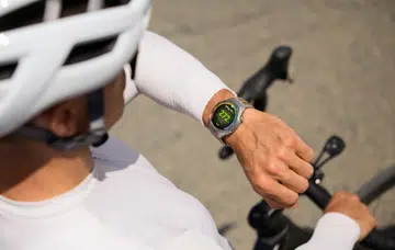 A cyclist with his Huawei Watch GT 6 series.